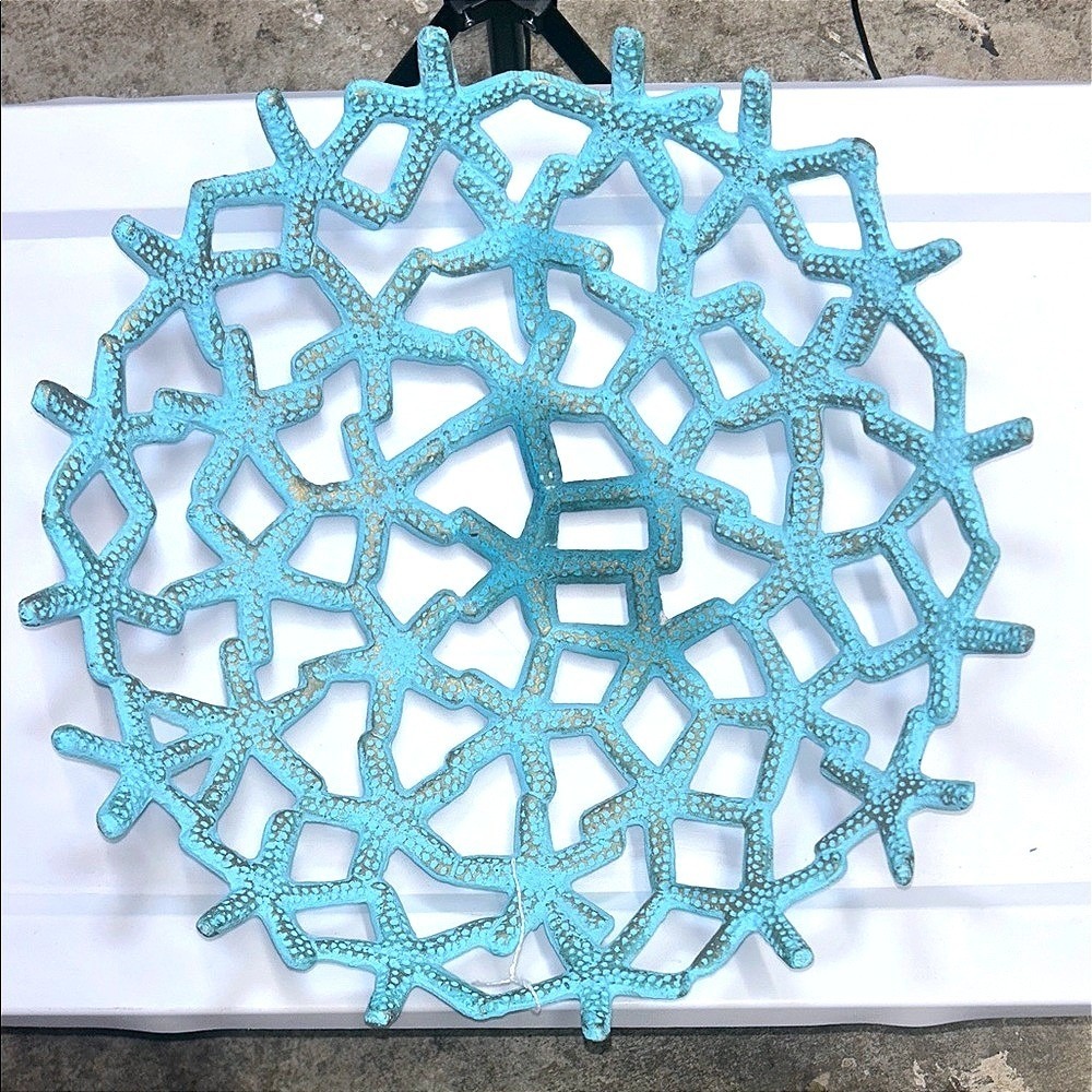 Coastal Turquoise Starfish Metal Wall Decor Beach House Nautical 17"